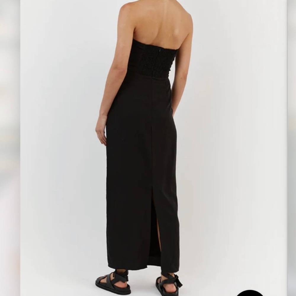 DISSH Black Strapless Ruched Bodice Maxi Dress - Picture 3 of 6